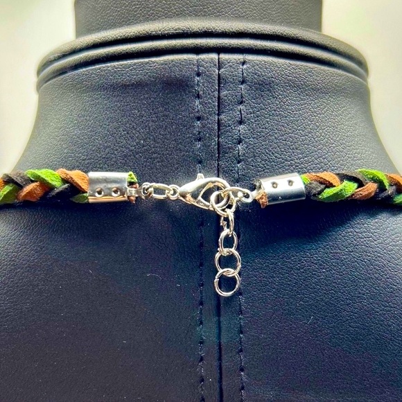 Handmade Braided Suede Wolf Arrowhead Pendant Necklace! - Picture 4 of 5